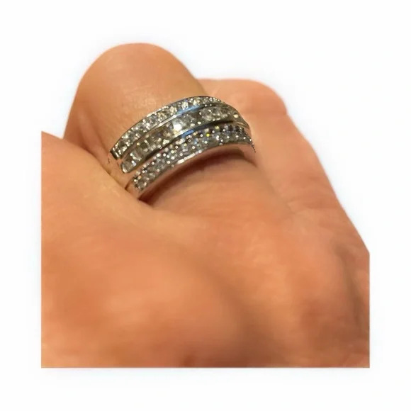 3.50 Ct Princess Cut Moissanite Anniversary Band Ring 925 Sterling Silver - Picture 5 of 7